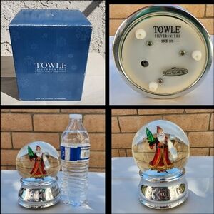 Towle Silversmiths Santa With Christmas List Musical Snowglobe Waterglobe
